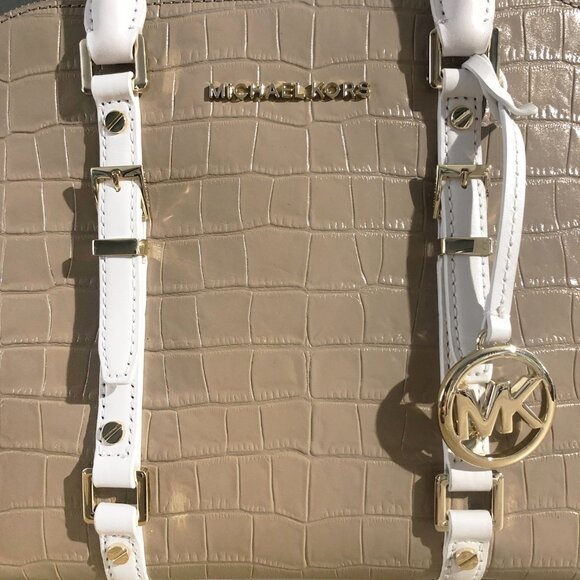 Michael Kors Bedford Legacy Medium Dome Satchel Purse Truffle MLT CLR MSRP $328 - Picture 13 of 16